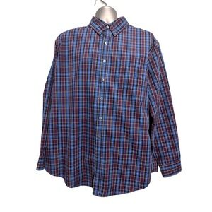 Croft & Barrow Mens XL Blue Red Plaid Long Sleeve Button Down Shirt Regular A10